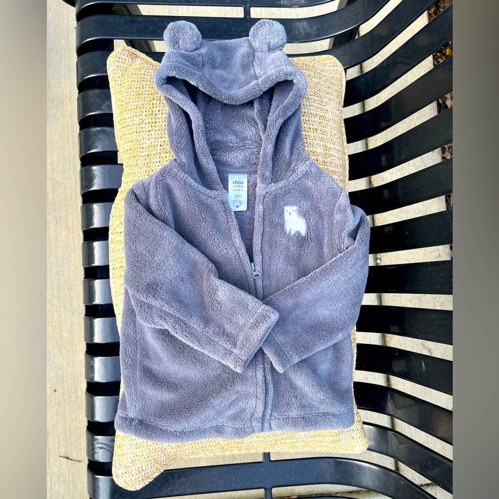Carter’s grey 12month soft fleece polar bear jacket.